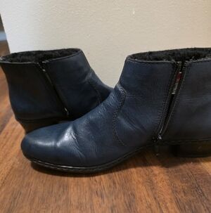 Dark Blue Ankle Boots with Zipper - Reiker Brand